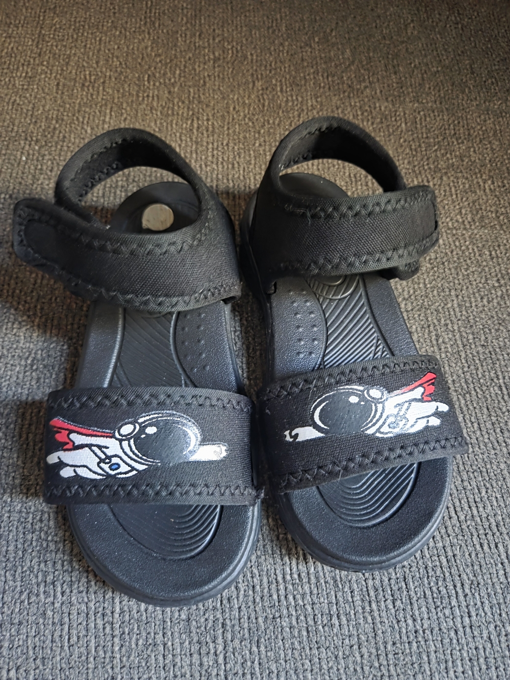 Hurley Black Kids Space Graphic Velcro Sandals with Red Accent